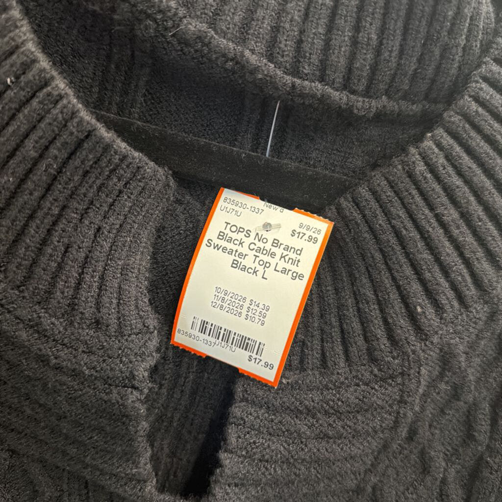Black Cable Knit Sweater Top Large