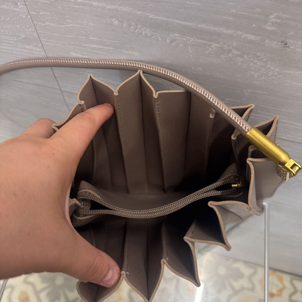 Melie Bianco Grey Pleated Vegan Leather Shoulder Purse