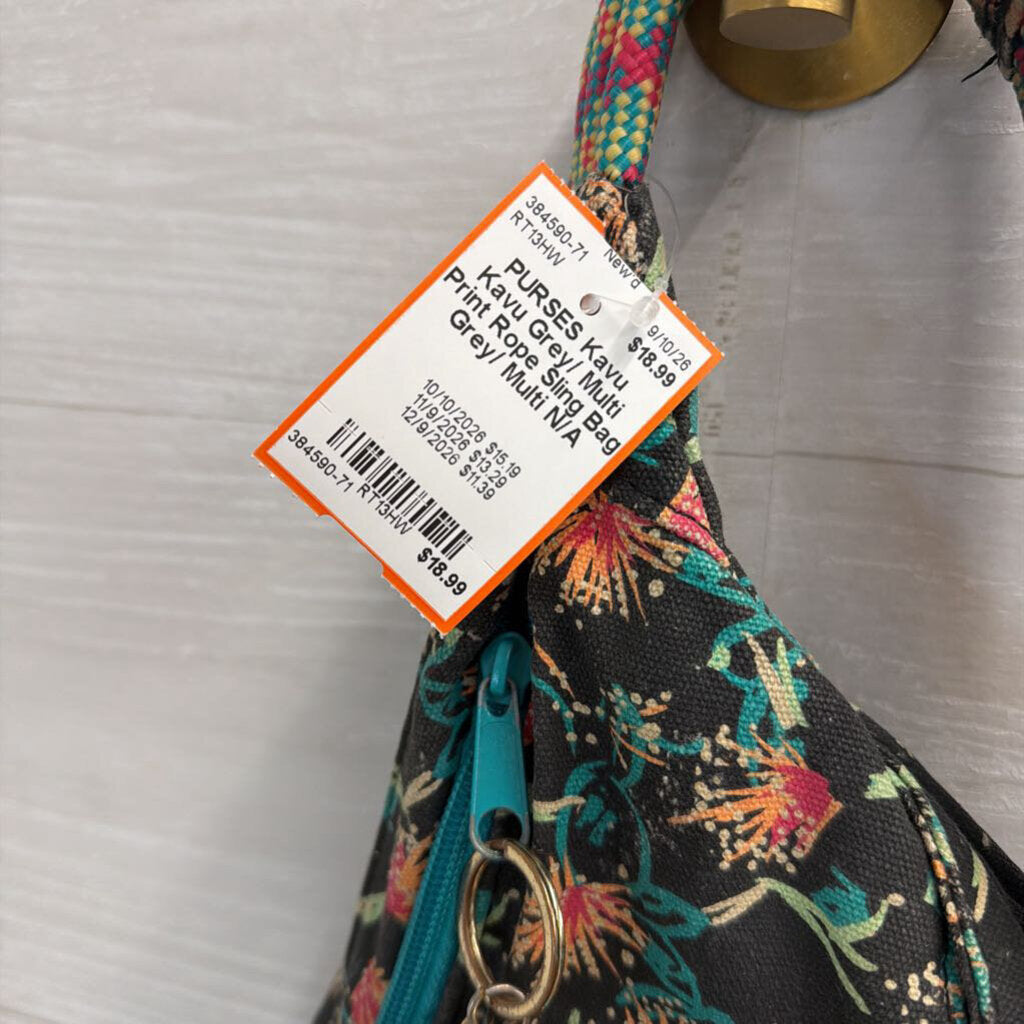 Kavu Grey/ Multi Print Rope Sling Bag
