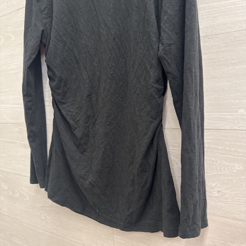 Synergy Black/ Purple Embroidered Flower Long Sleeve Top Medium