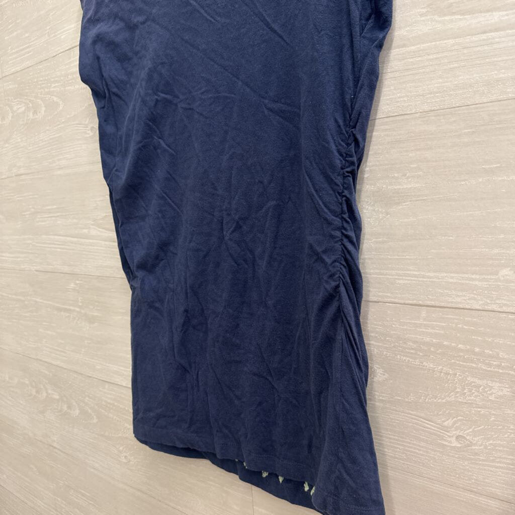 Synergy Navy/ Purple Embroidered Flower Short Sleeve Top Large