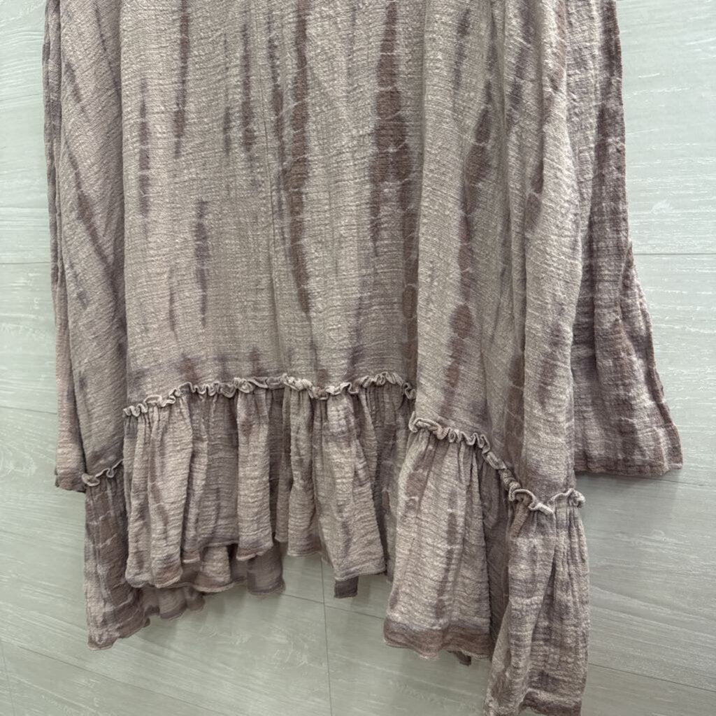 Easel Purple Print Open Front Long Sleeve Top Small