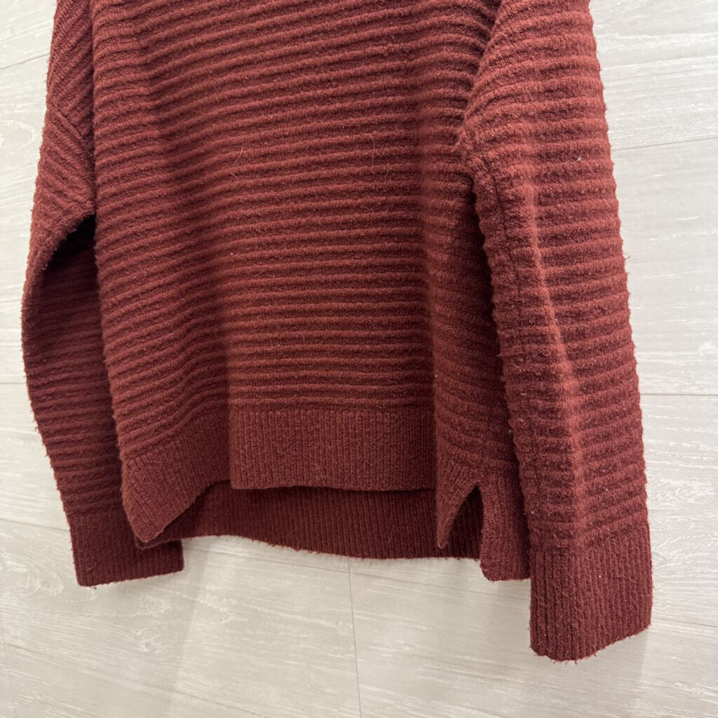 Madewell Burgundy Ribbed Knit Mock Neck Sweater Small