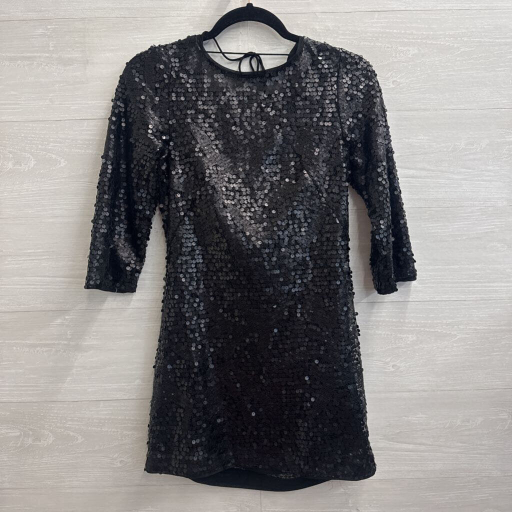 Black Sequin Long Sleeve Mini Dress 4