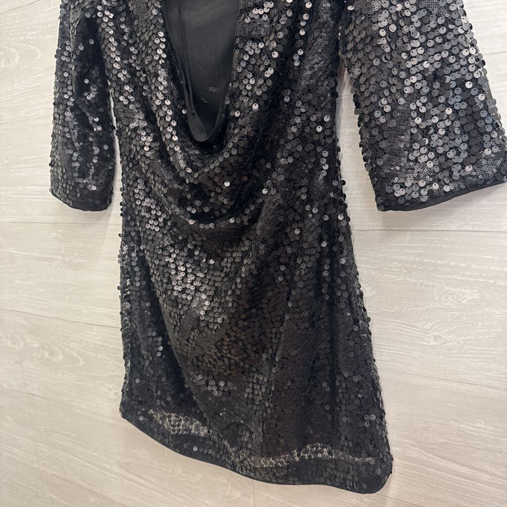 Black Sequin Long Sleeve Mini Dress 4