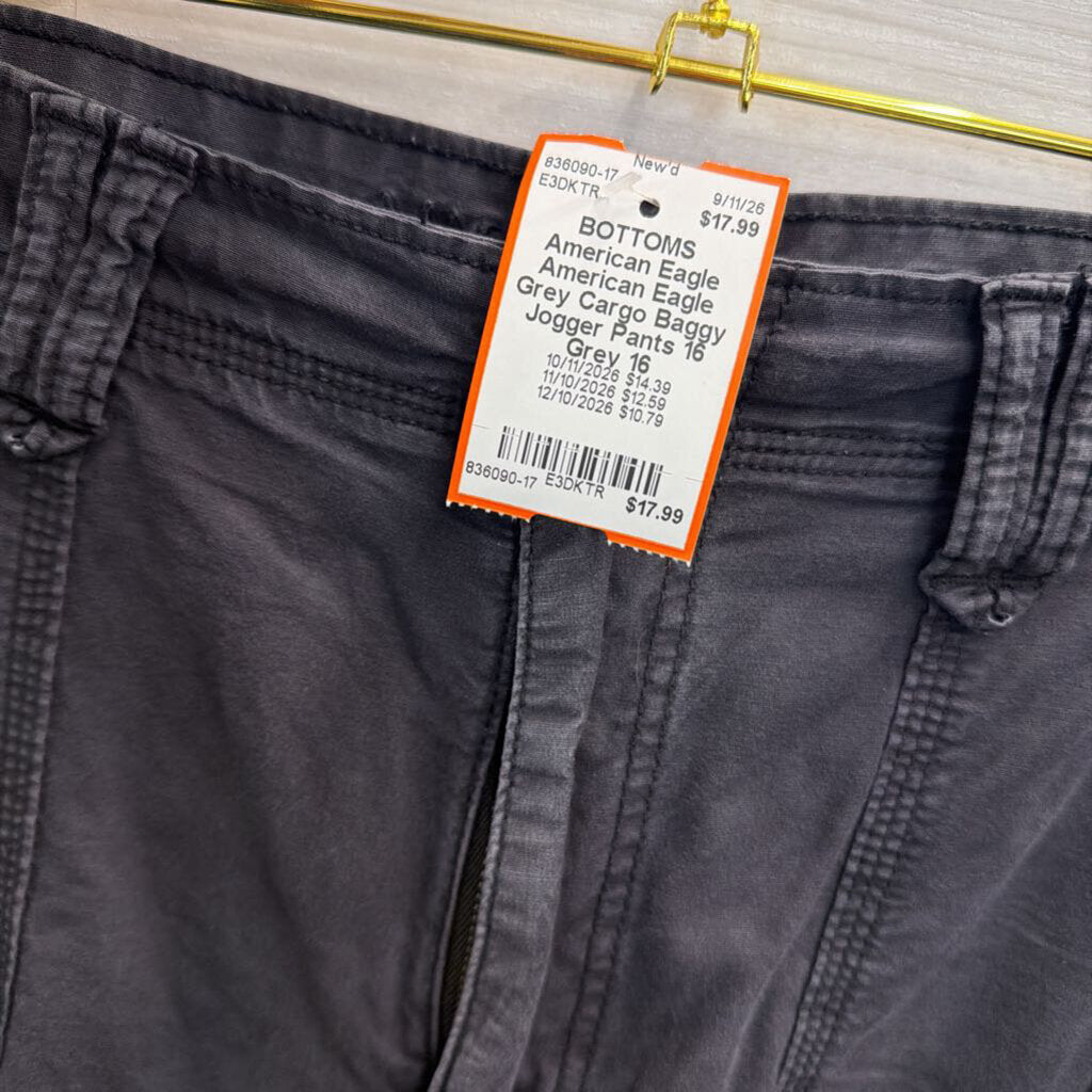 American Eagle Grey Cargo Baggy Jogger Pants 16