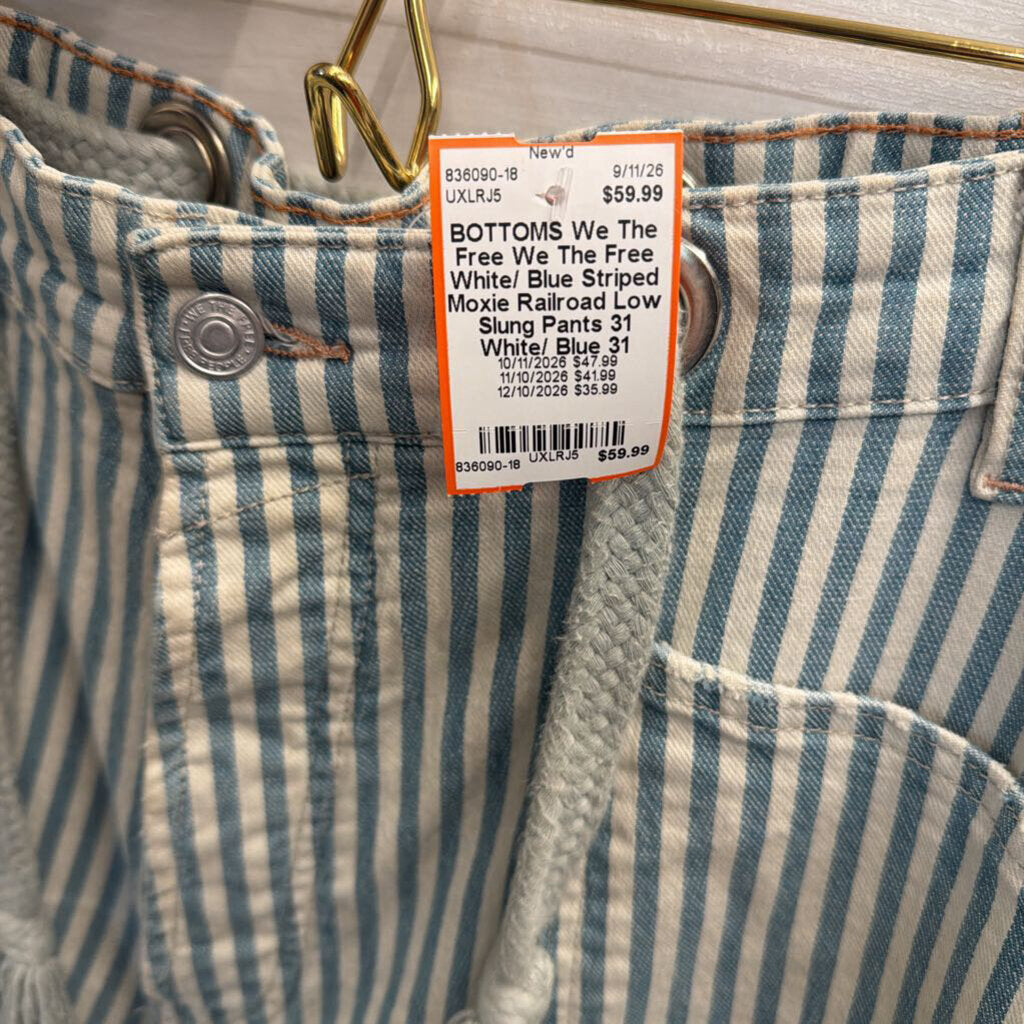 We The Free White/ Blue Striped Moxie Railroad Low Slung Pants 31