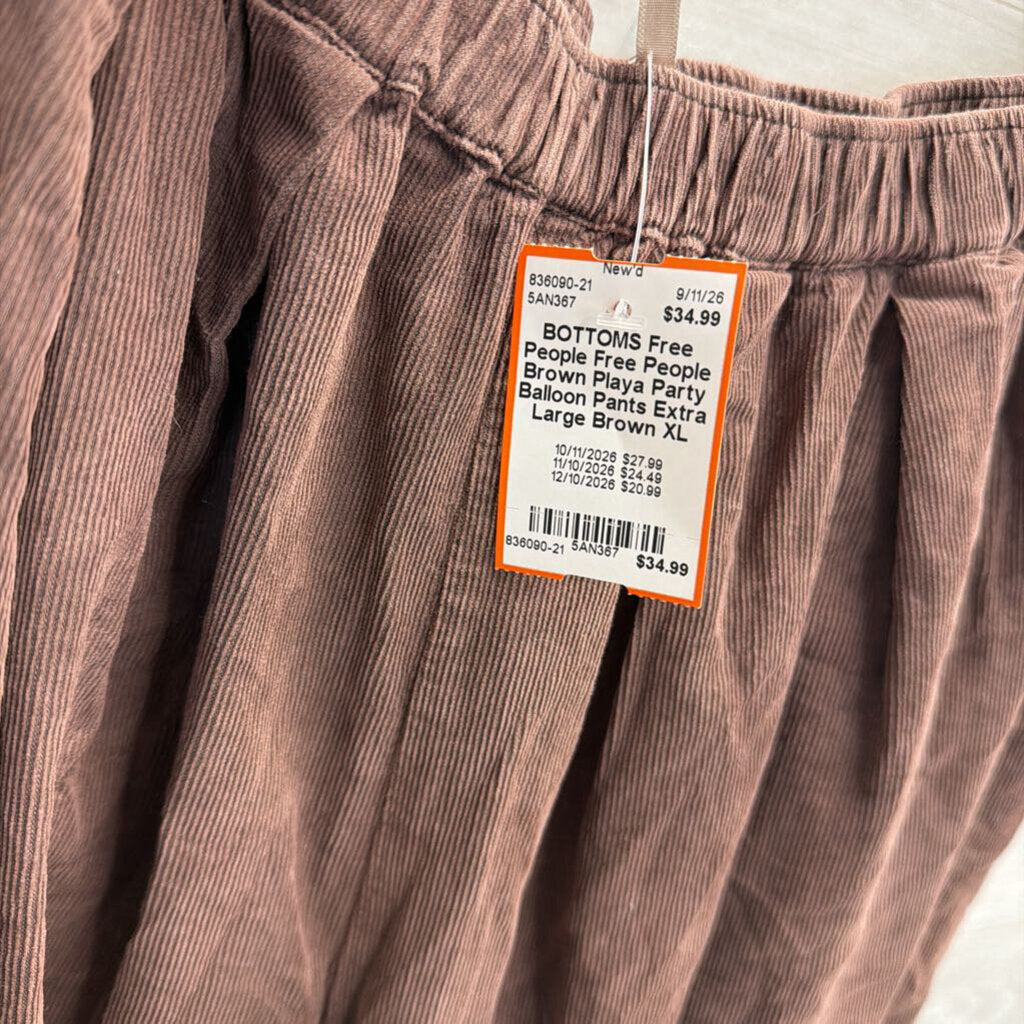 Free People Brown Playa Party Balloon Pants Extra Large