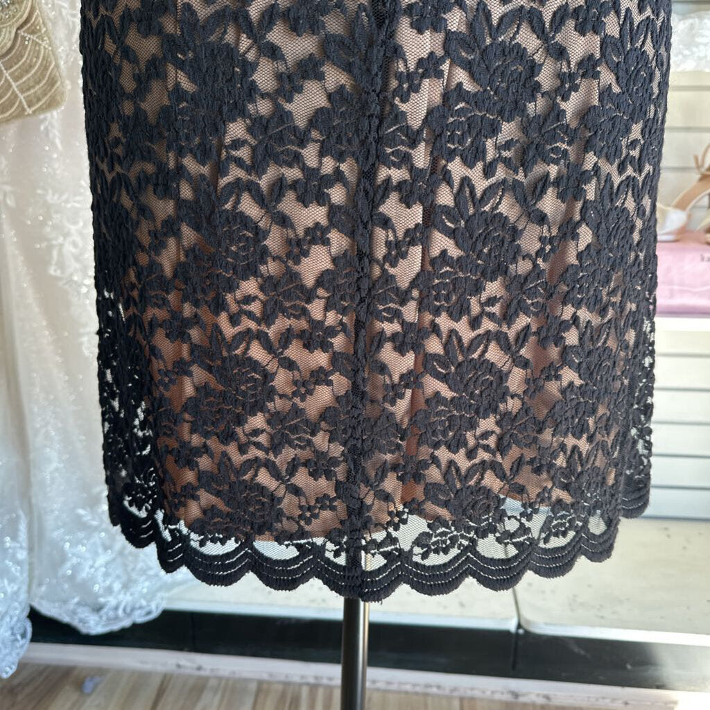 Connected Apparel Black/ Beige Lace Long Sleeve Short Formal Dress 20W