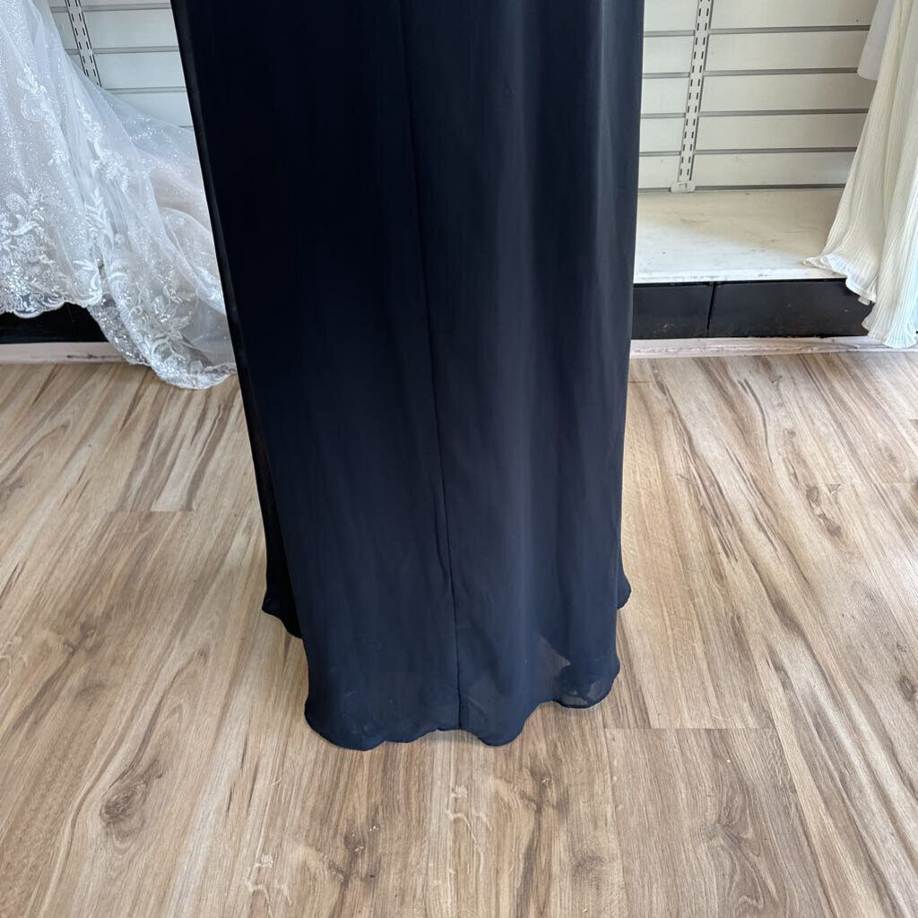 EVA Black Long Sleeve Long Formal Dress Large