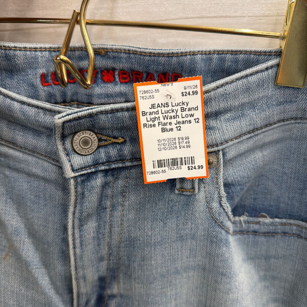 Lucky Brand Light Wash Low Rise Flare Jeans 12