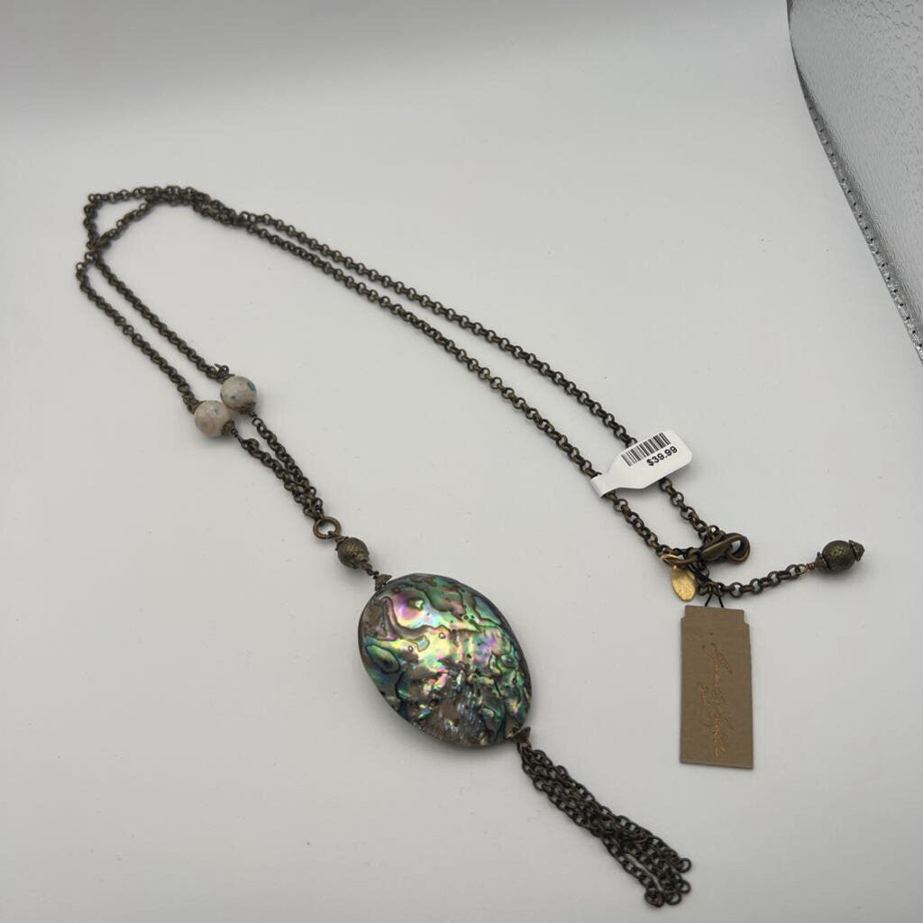Vivendi Iridescent Abalone Shell Long Necklace