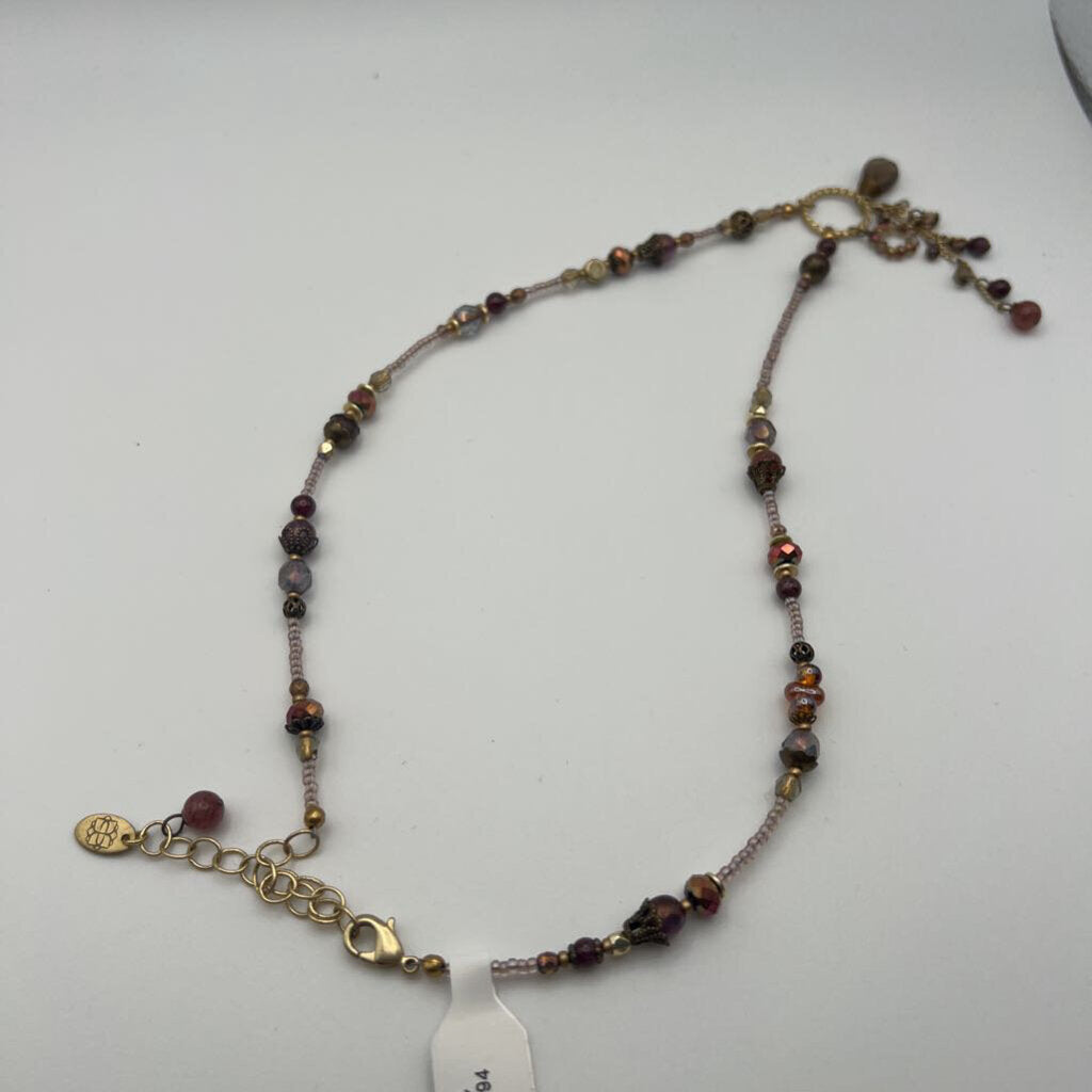 Anne Vaughan Gold/ Brown Beaded Necklace