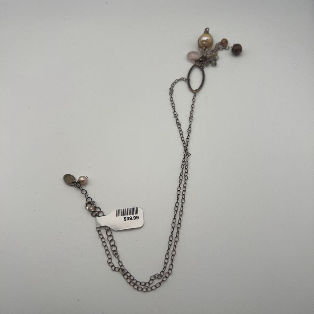 Anne Vaughan Gold/ Multi Beaded Pendant Necklace