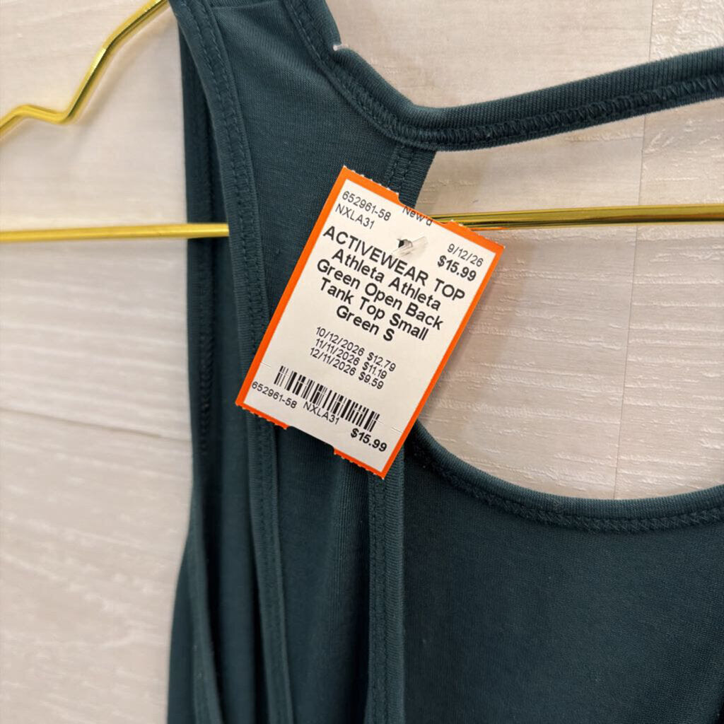 Athleta Green Open Back Tank Top Small