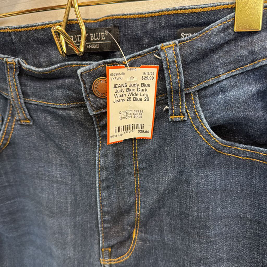 Judy Blue Dark Wash Wide Leg Jeans 28