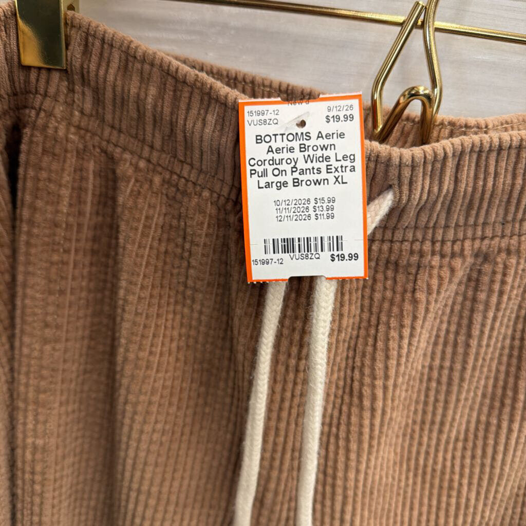 Aerie Brown Corduroy Wide Leg Pull On Pants Extra Large