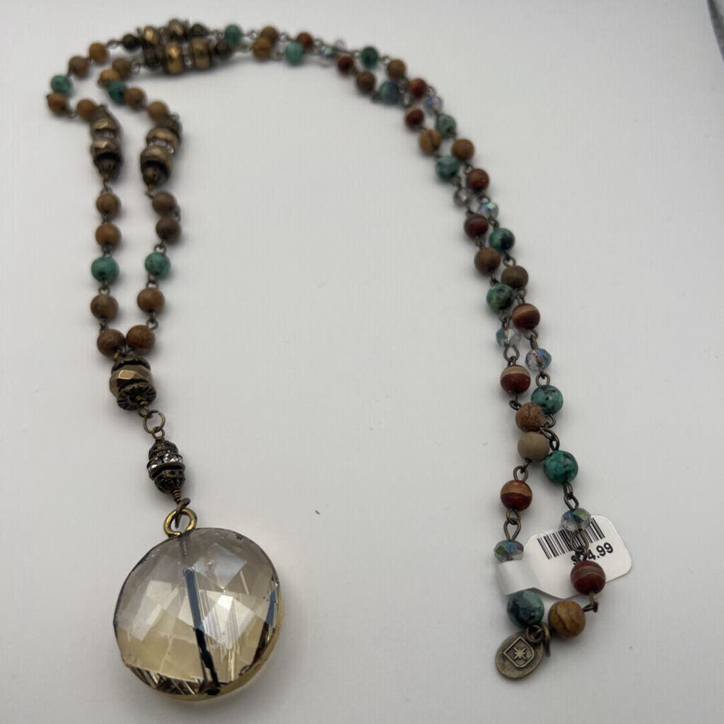 Brown/ Multi Beaded Long Necklace