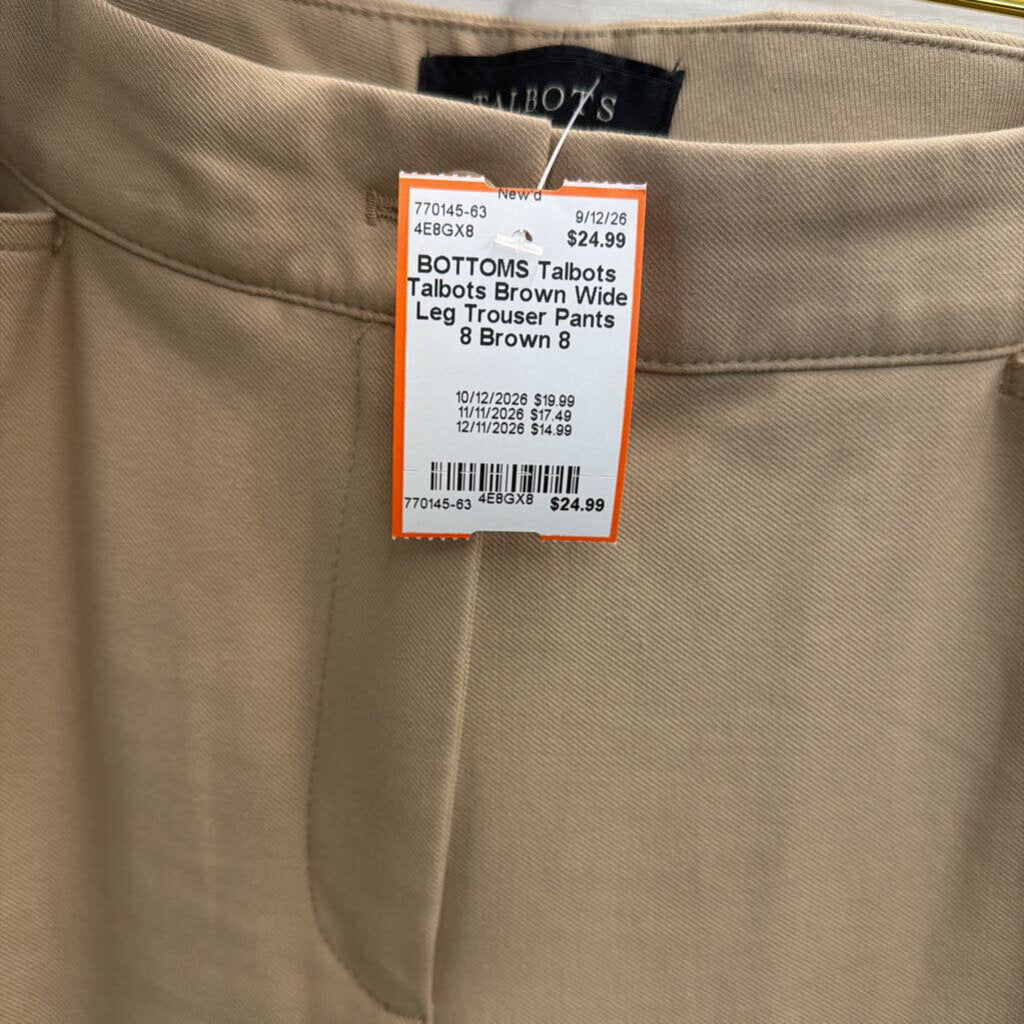 Talbots Brown Wide Leg Trouser Pants 8
