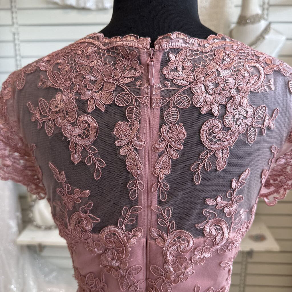 Azazie Dusty Pink Lace Top Long Formal Dress 12
