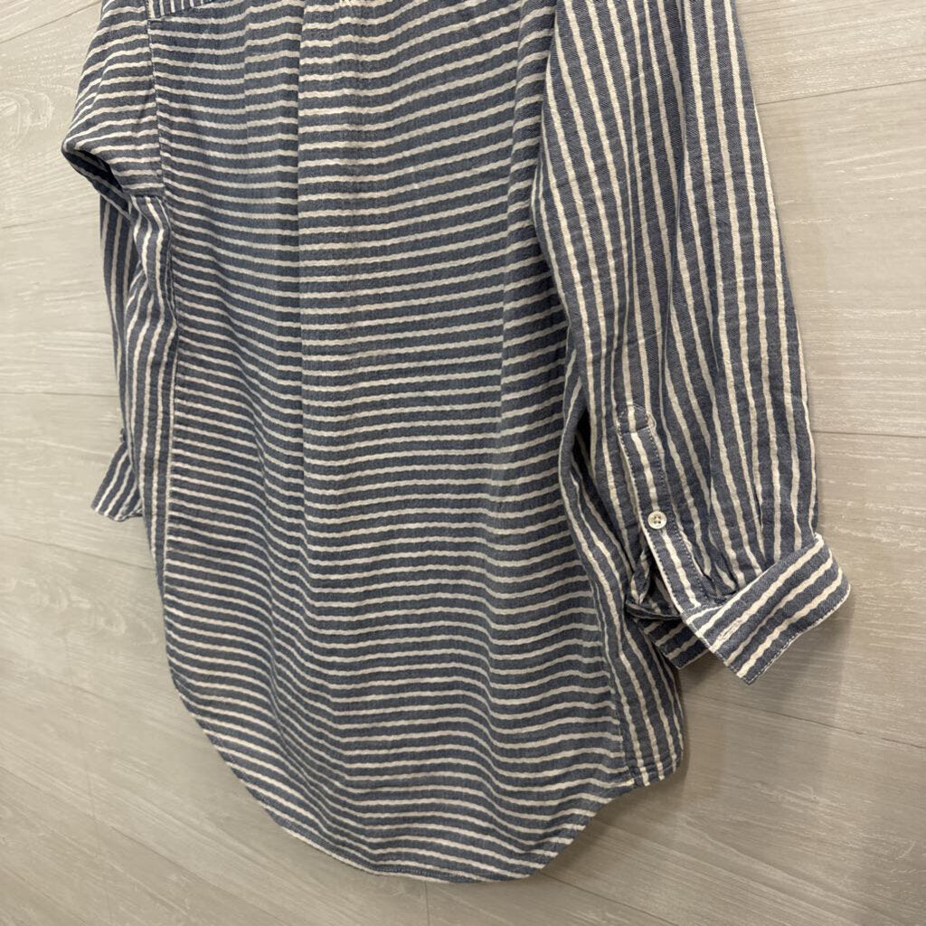 Madewell Blue/ White Striped Long Sleeve Button Down Top Extra Small