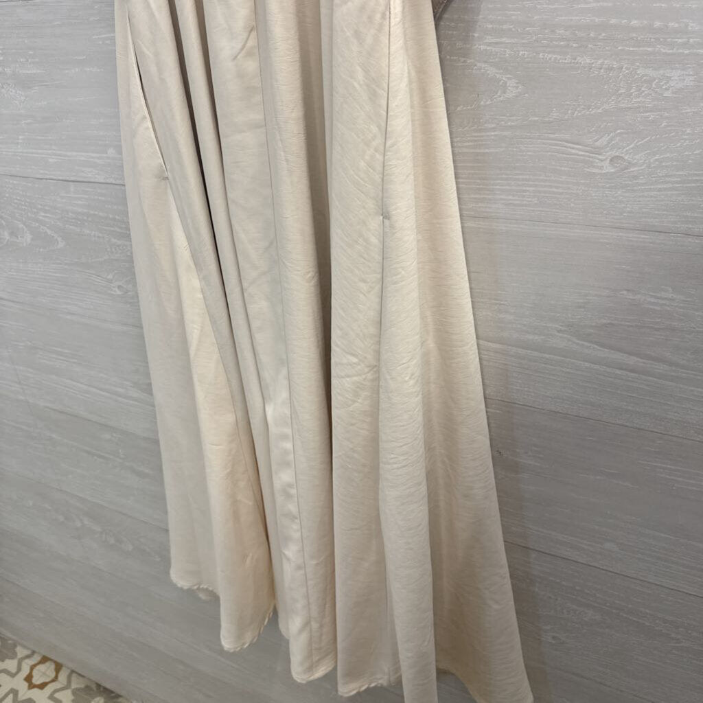Beige/ Cream Vest Top/ Midi Skirt Dress Small