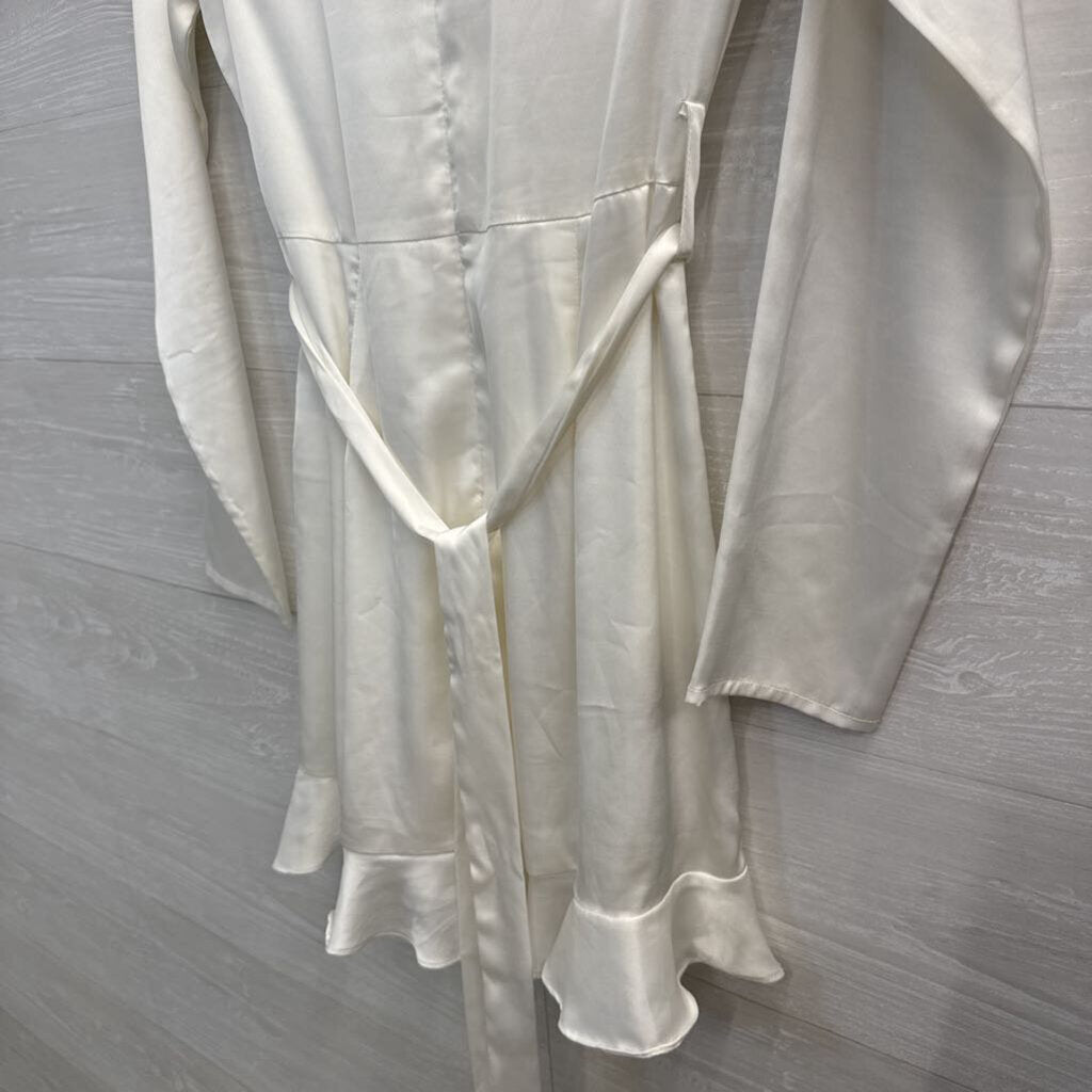 Altar'd State White Silky Long Sleeve Dress Small
