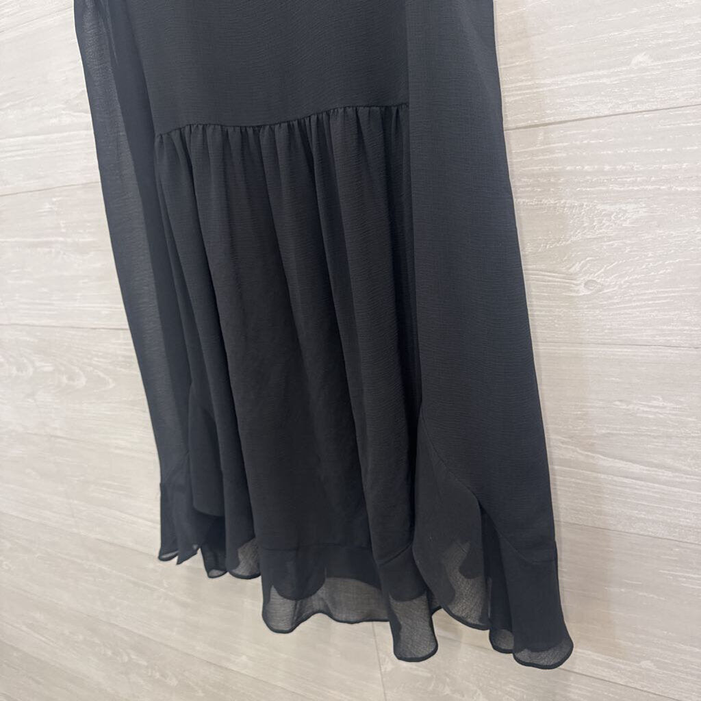 Akemi and Kin Black Unlined Button Front Sleeveless Tunic Top Large