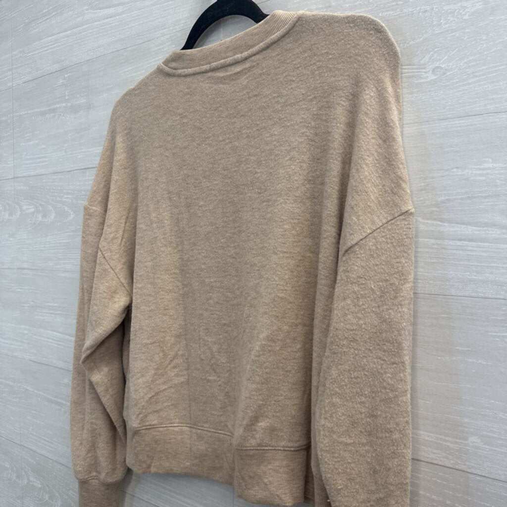 Z Supply Beige Champagne Is The Answer Long Sleeve Top Small