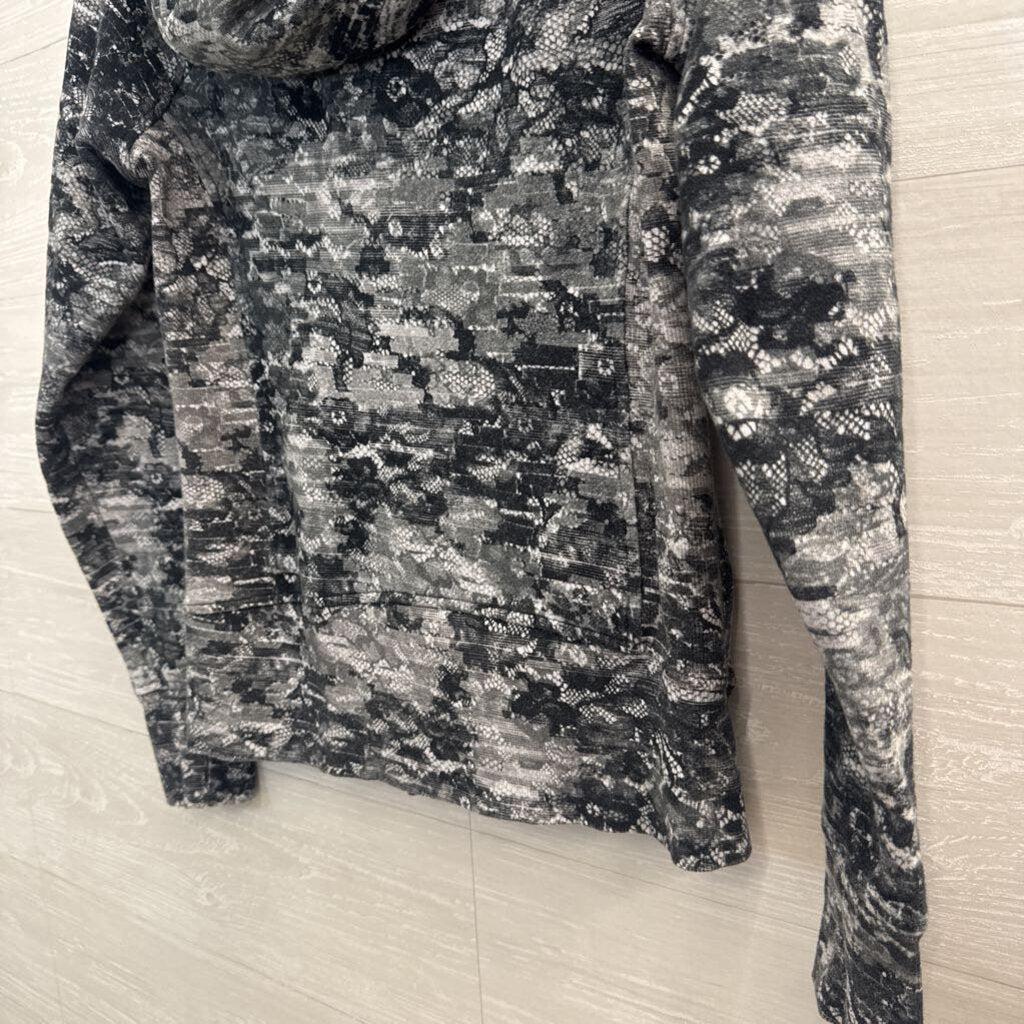 Lululemon Black/ Grey Masked Lace Print Scuba Zip Up Hoodie 6