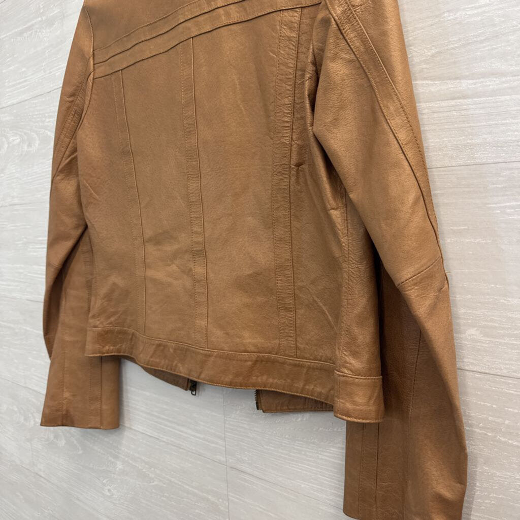 Arden B Brown 100% Leather Moto Jacket Medium