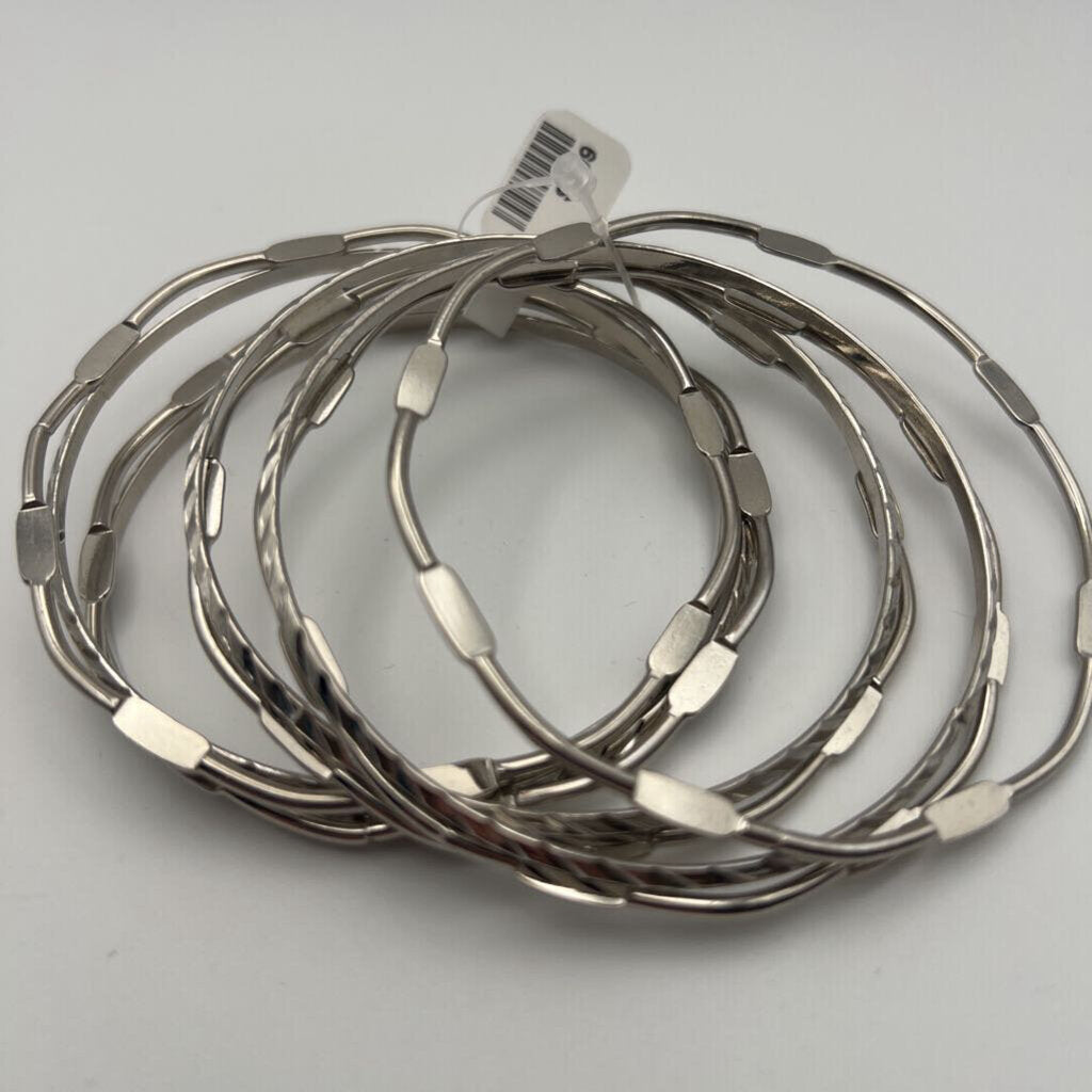 Layered Silver Bangle Bracelets