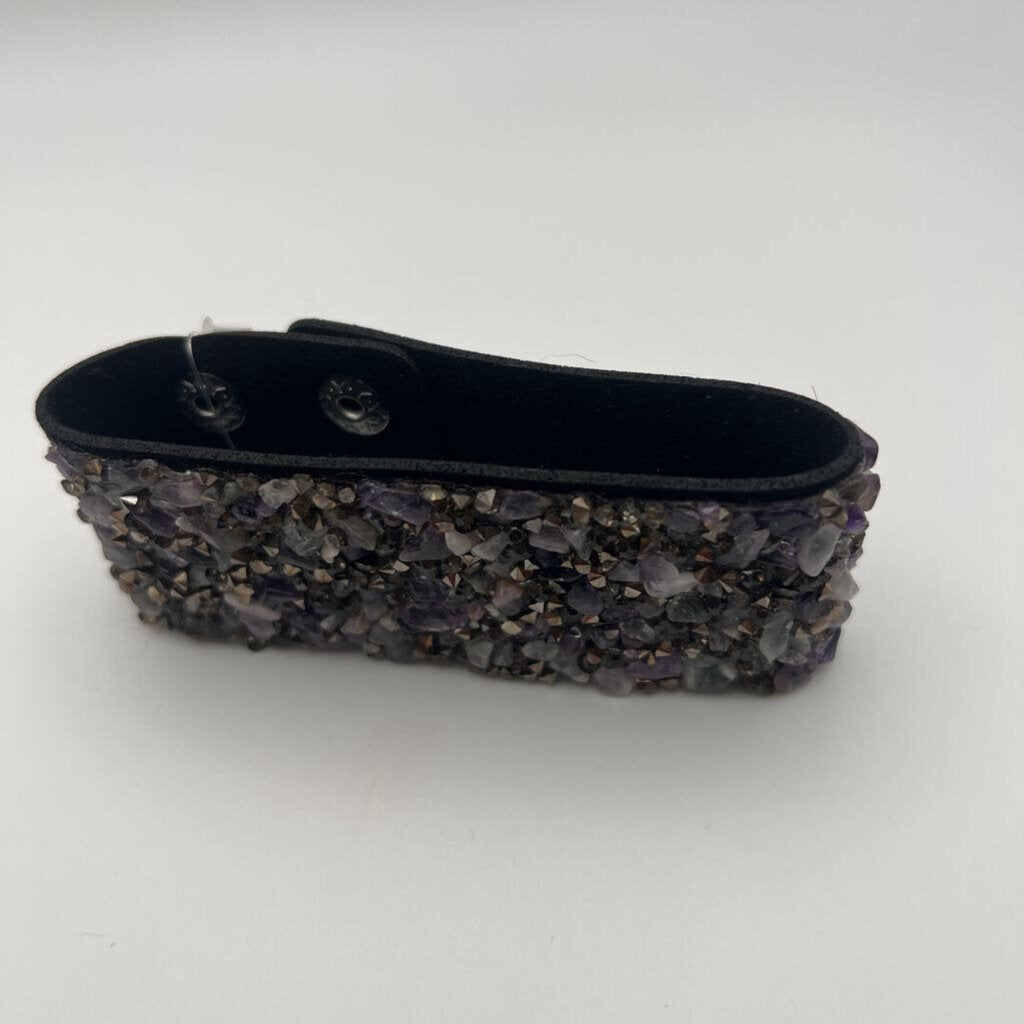 Black/ Purple Cluster Stone Wrap Bracelet