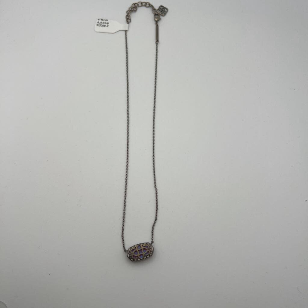 Kendra Scott Silver/ Purple Stone Pendant Necklace