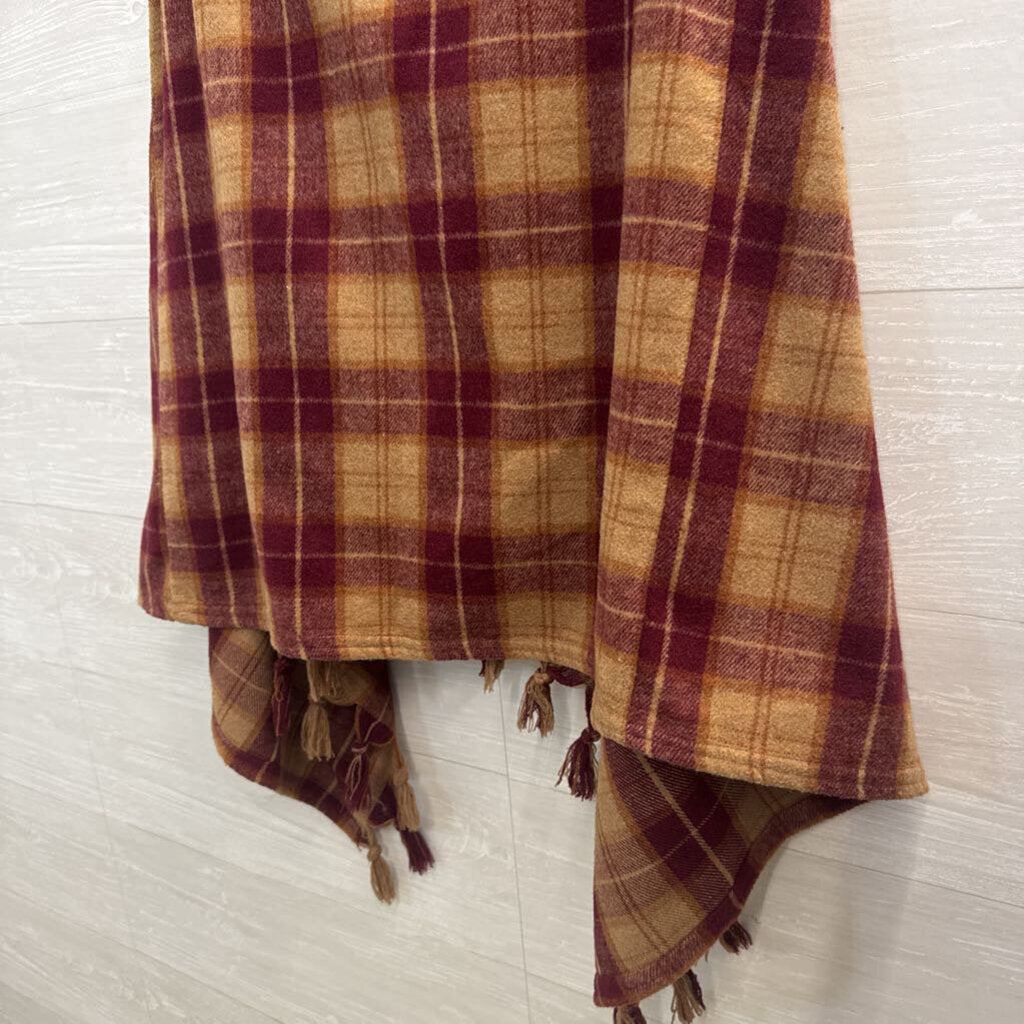 Entro Brown/ Burgundy Plaid Open Front Vest Top Small