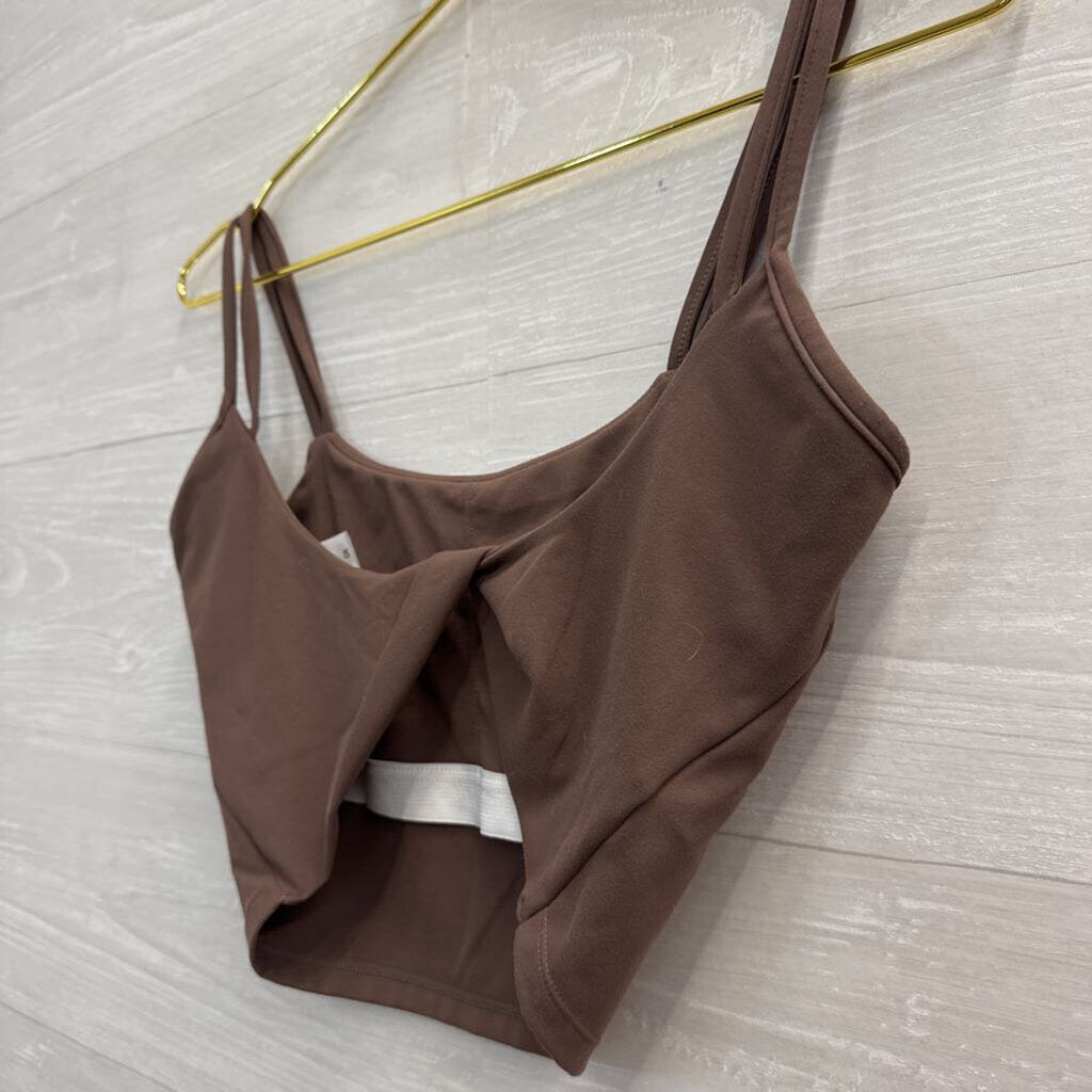 Brown Twist Back Sports Bra Small