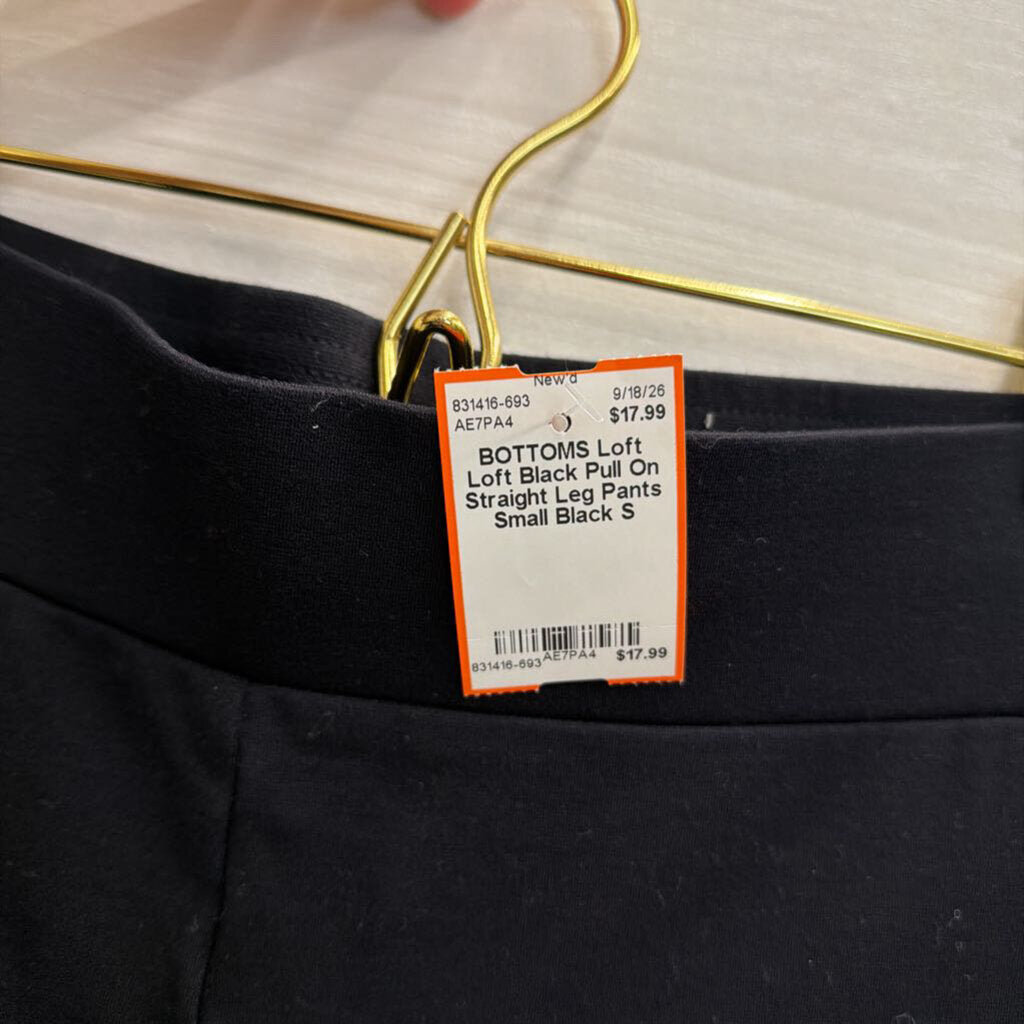 Loft Black Pull On Straight Leg Pants Small