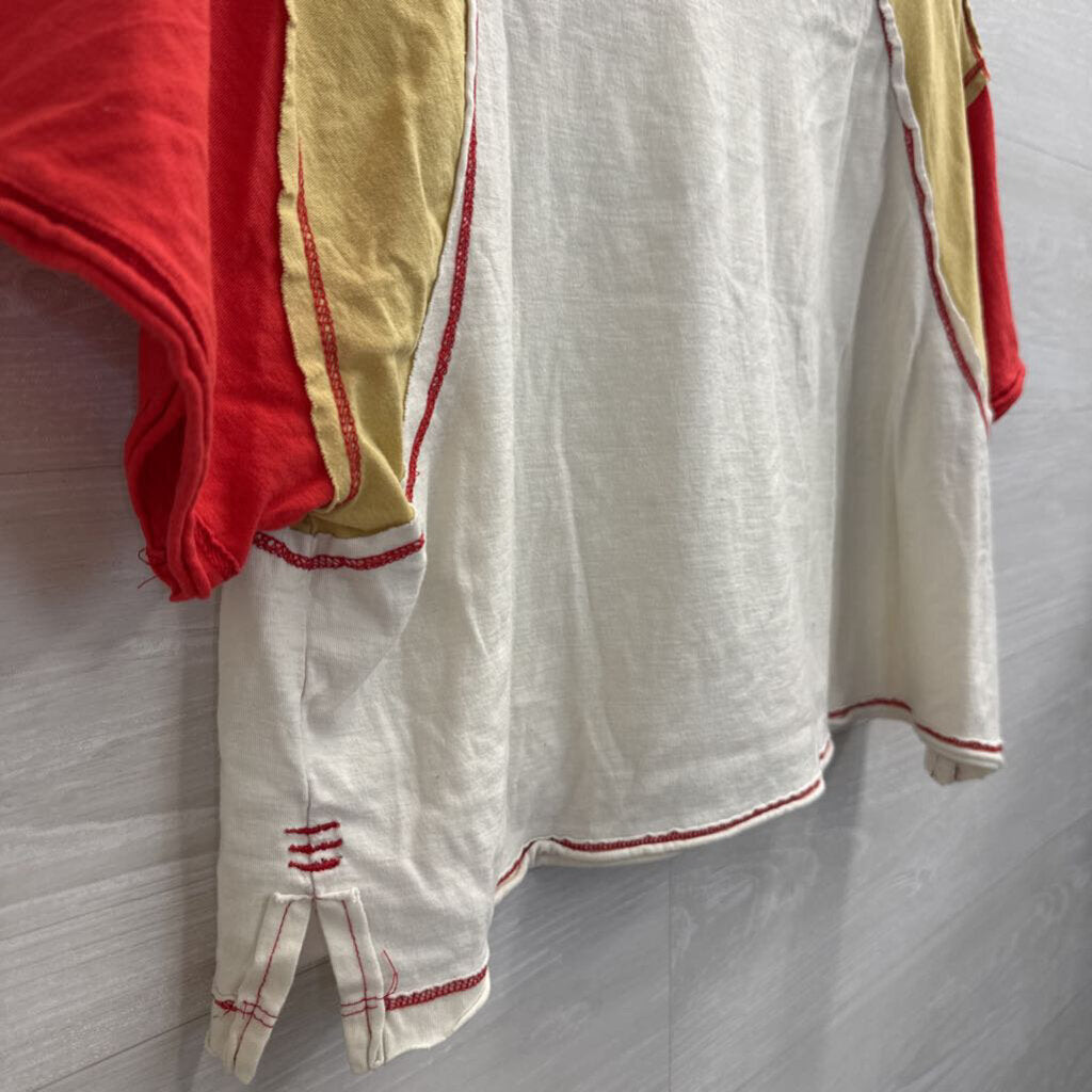 BDG White/ Yellow/ Red Cropped Short Sleeve Top Medium