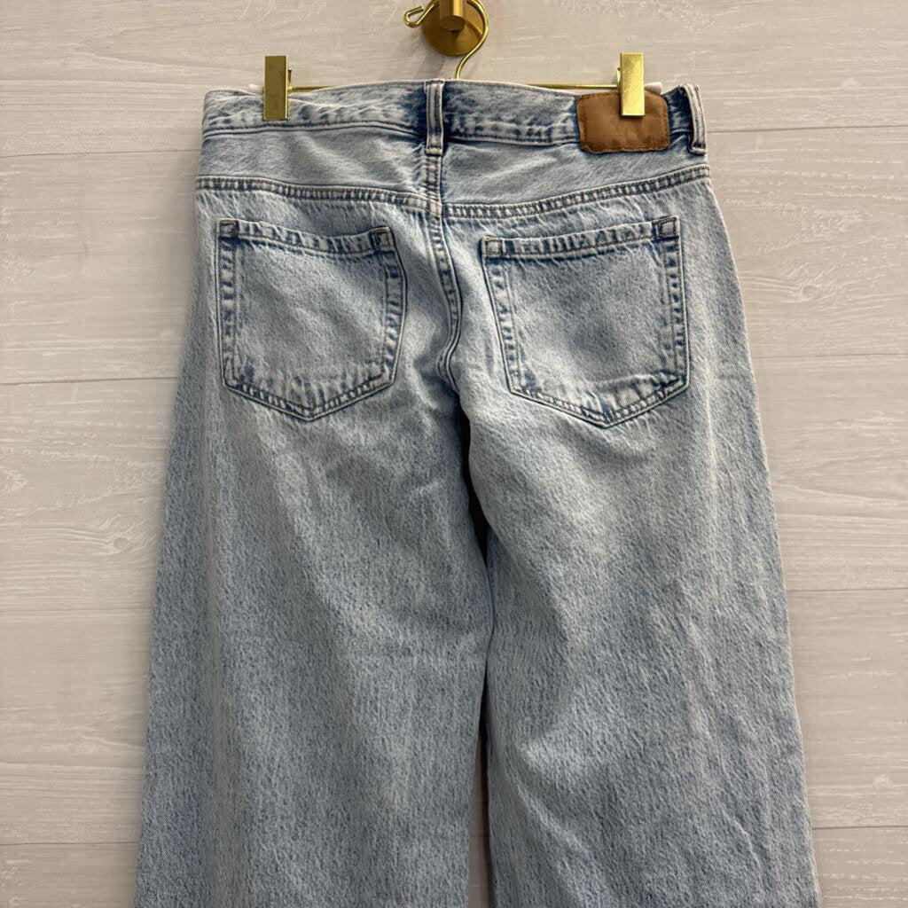 Aeropostale Light Wash Super Low Rise Baggy Wide Leg Jeans 2 Short