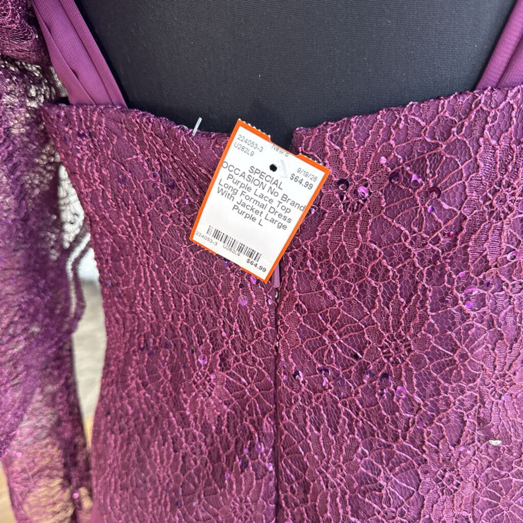 Purple Lace Top Long Formal Dress With Jacket Large