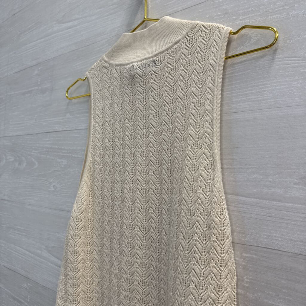 Gap Cream Knit Sleeveless Mock Neck Top Medium