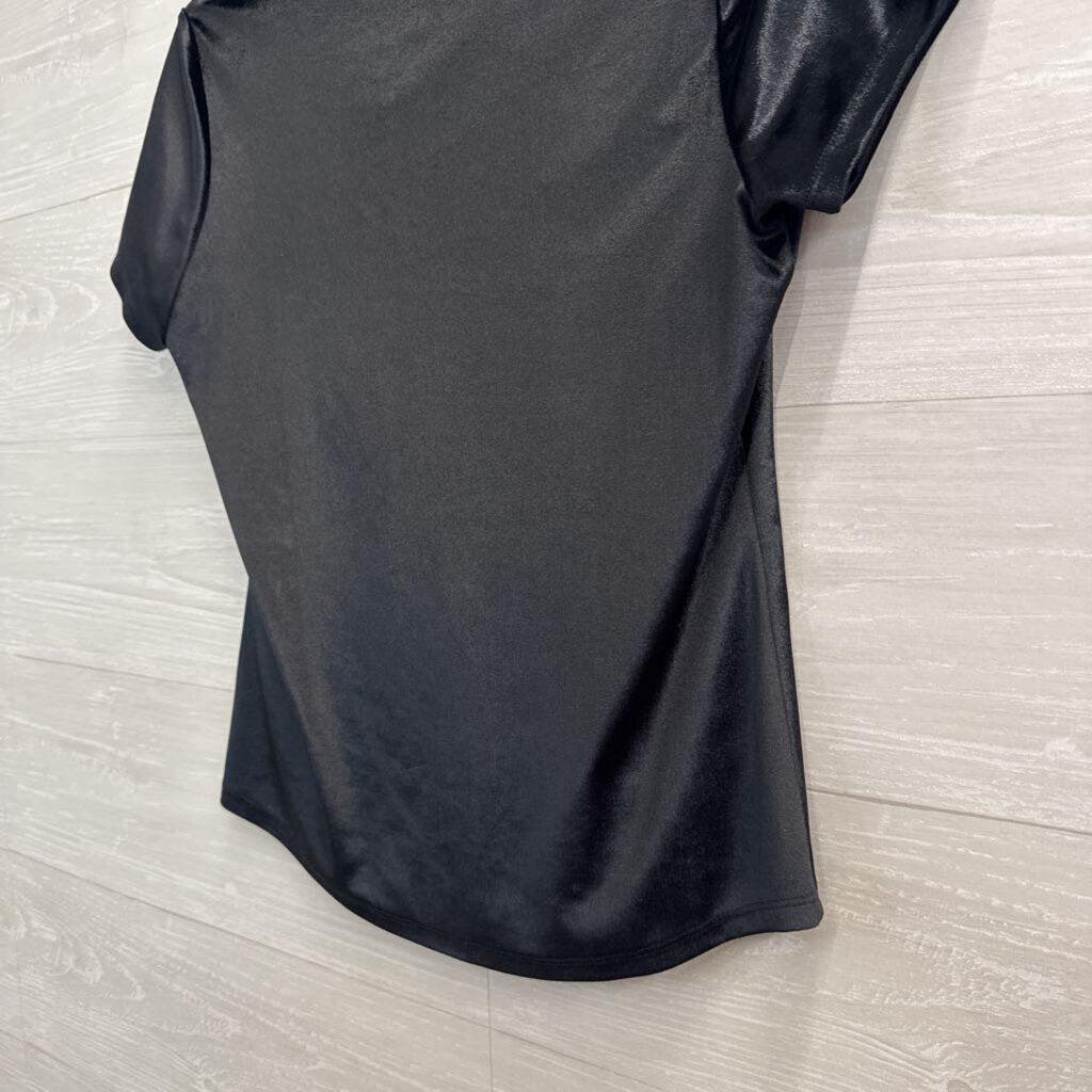 White House Black Market Black Velvet Short Sleeve Top Extra Small