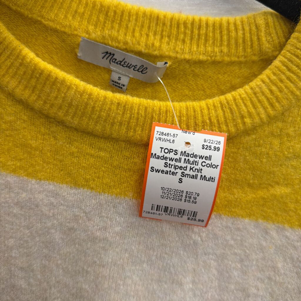Madewell Multi Color Striped Knit Sweater Small