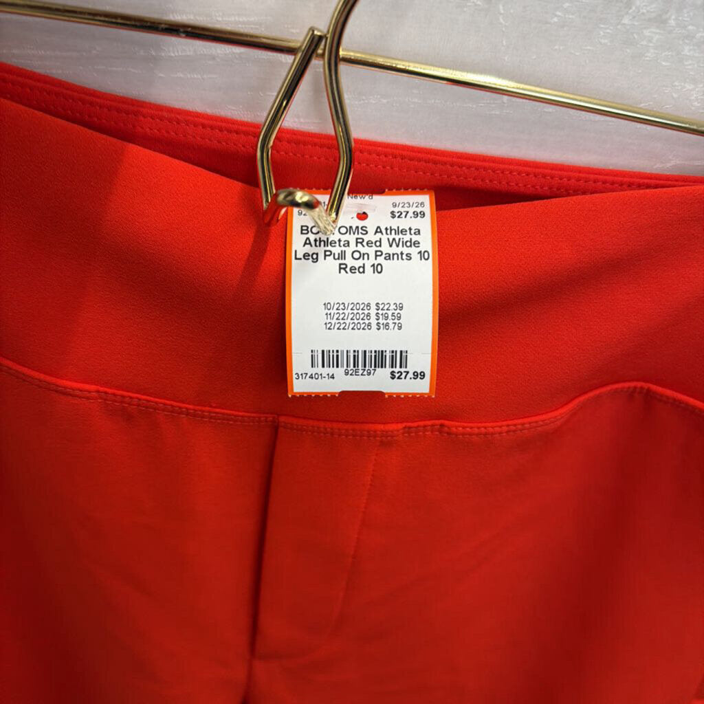 Athleta Red Wide Leg Pull On Pants 10