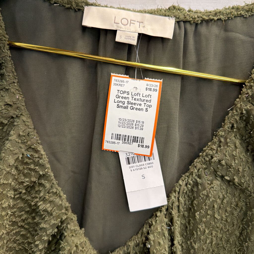 Loft Green Textured Long Sleeve Top Small