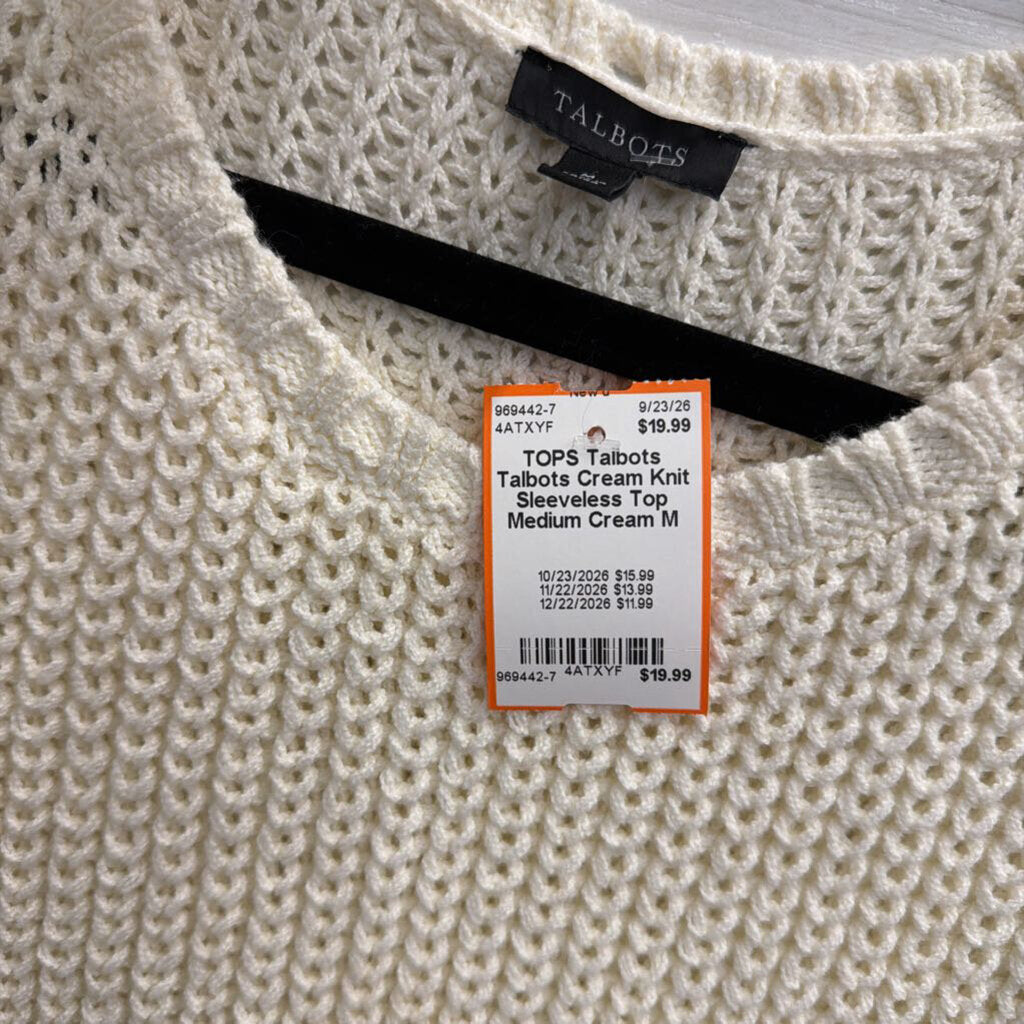 Talbots Cream Knit Sleeveless Top Medium