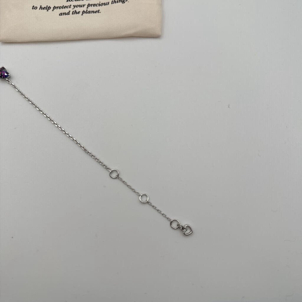 Kate Spade Silver/ Purple My Love Line Pendant Heart Bracelet