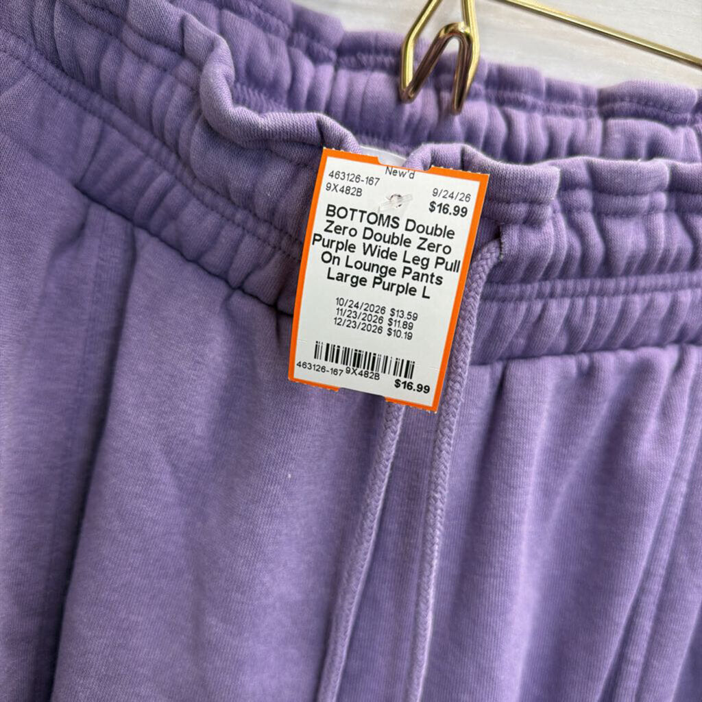Double Zero Purple Wide Leg Pull On Lounge Pants Large