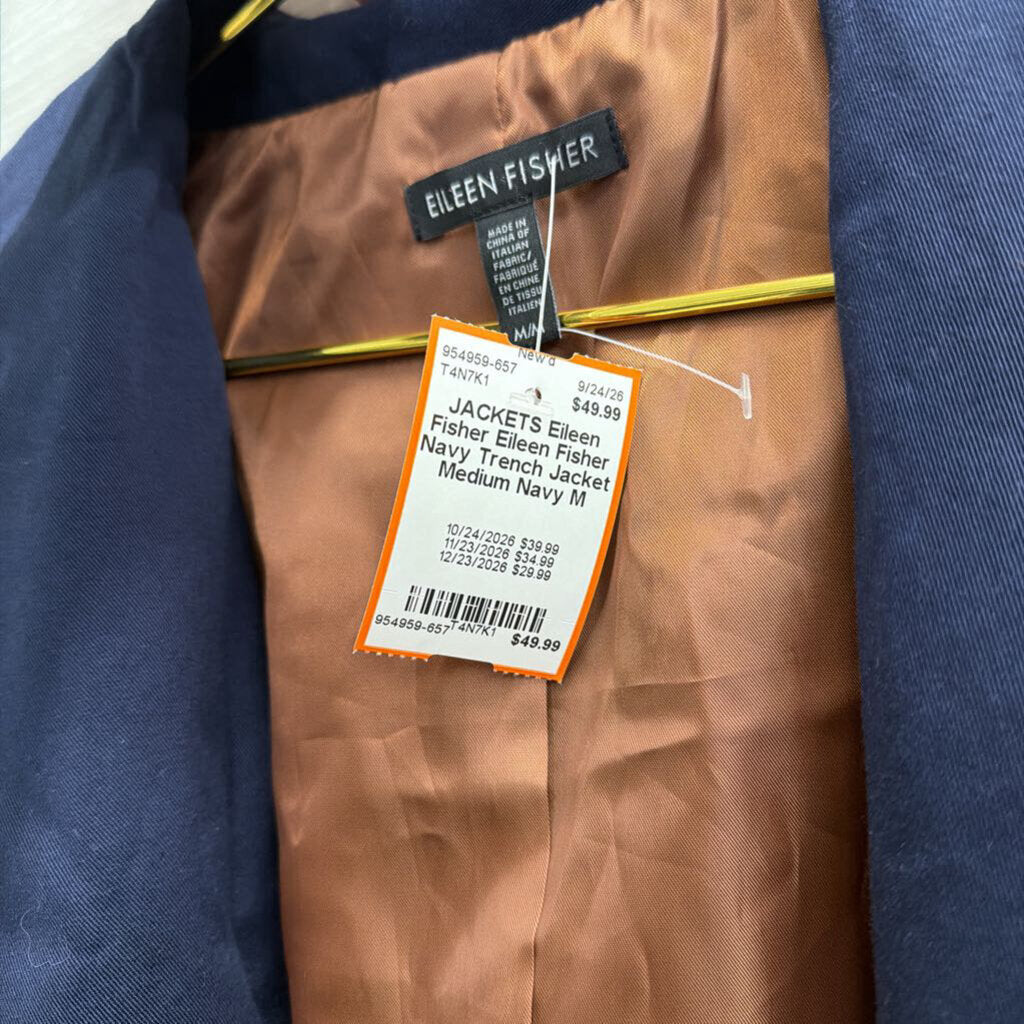 Eileen Fisher Navy Trench Jacket Medium