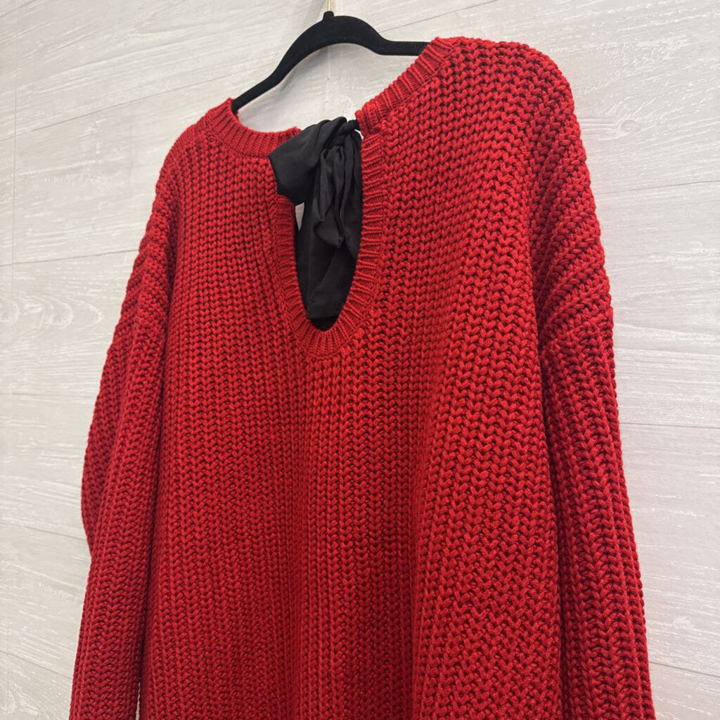 Torrid Red Knit Black Bow Back Sweater 3X